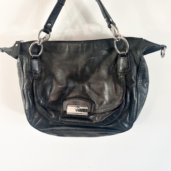 COACH Kristin Black Luxury Leather Large Satchel Bag - Picture 5 of 7